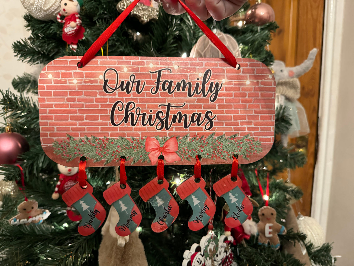 Family Stockings Hanging Sign
