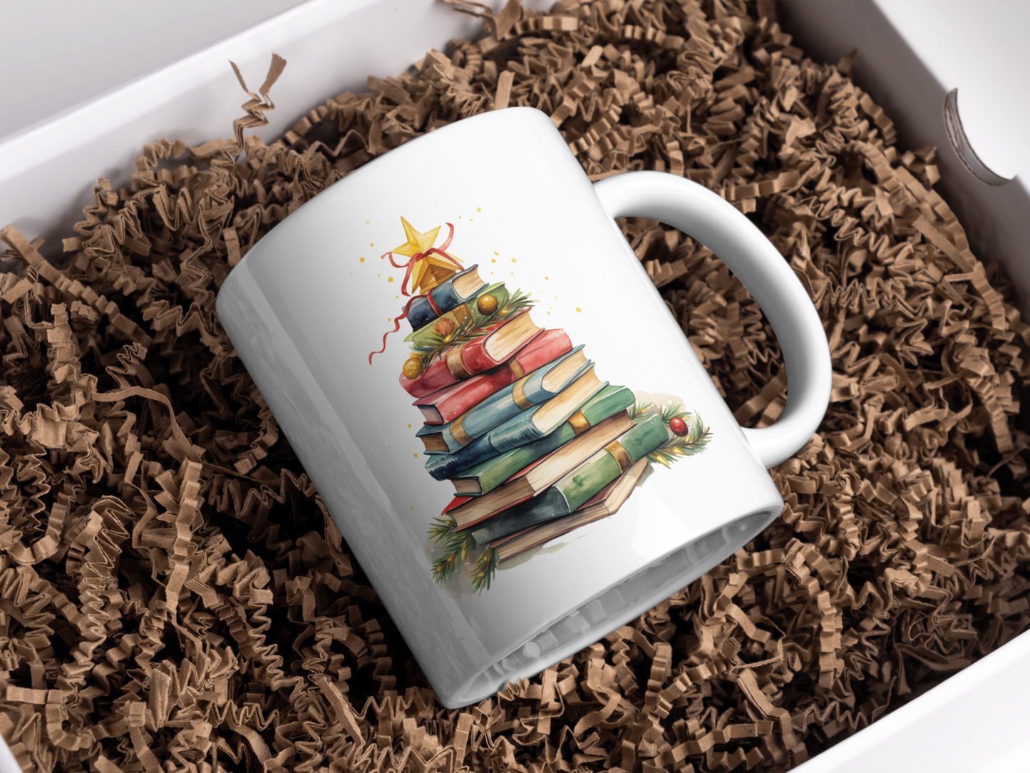 Christmas Tree Book Stack Mug