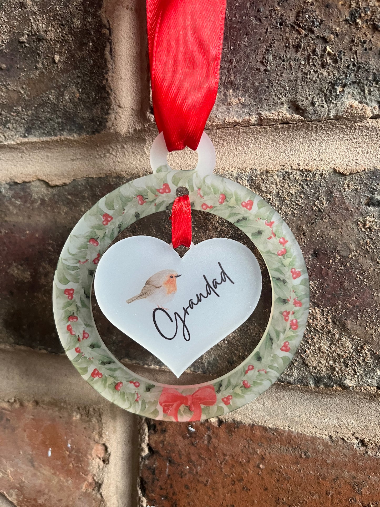 Heart and Wreath Memorial Bauble Decoration