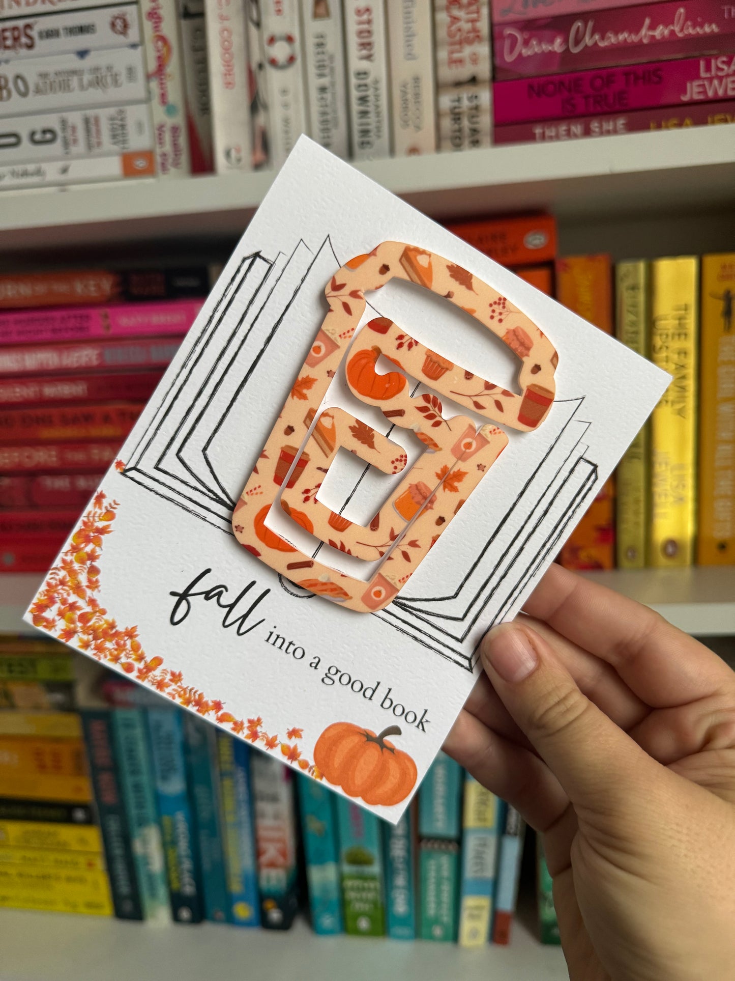 Autumn Pumpkin Coffee Paperclip Bookmark