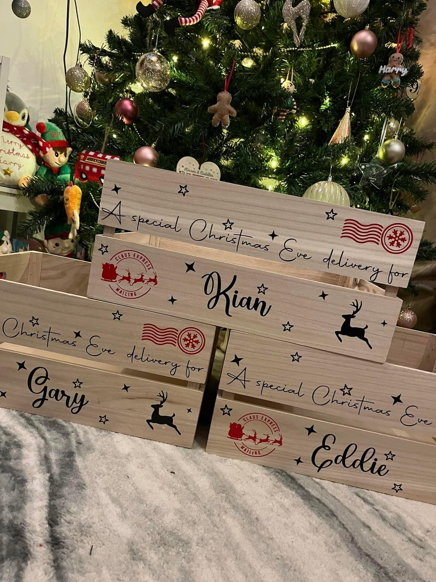 Wooden Personalised Christmas Eve Box Crate