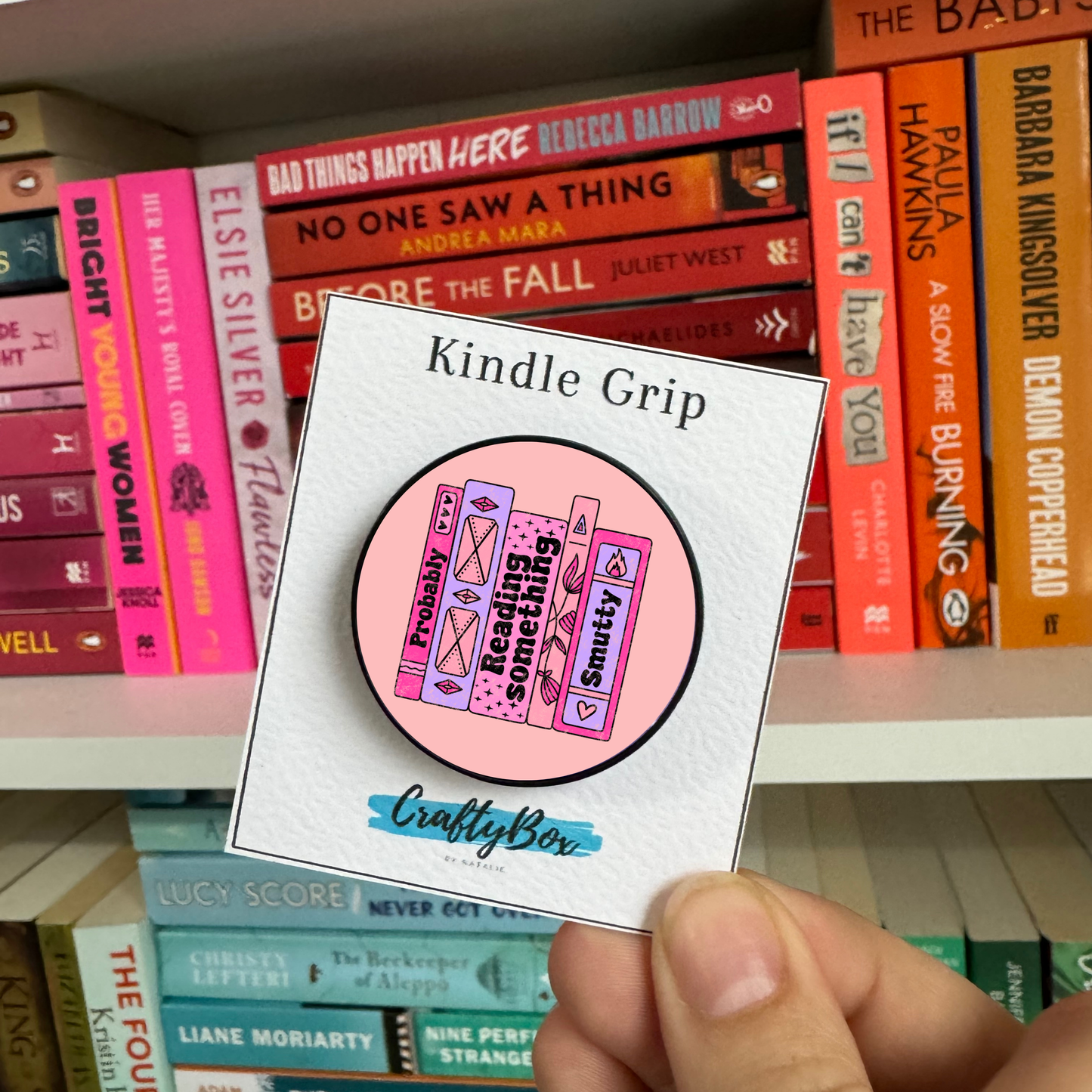 Probably Reading Something Smutty Pink Book Stack Kindle/eReader Holder