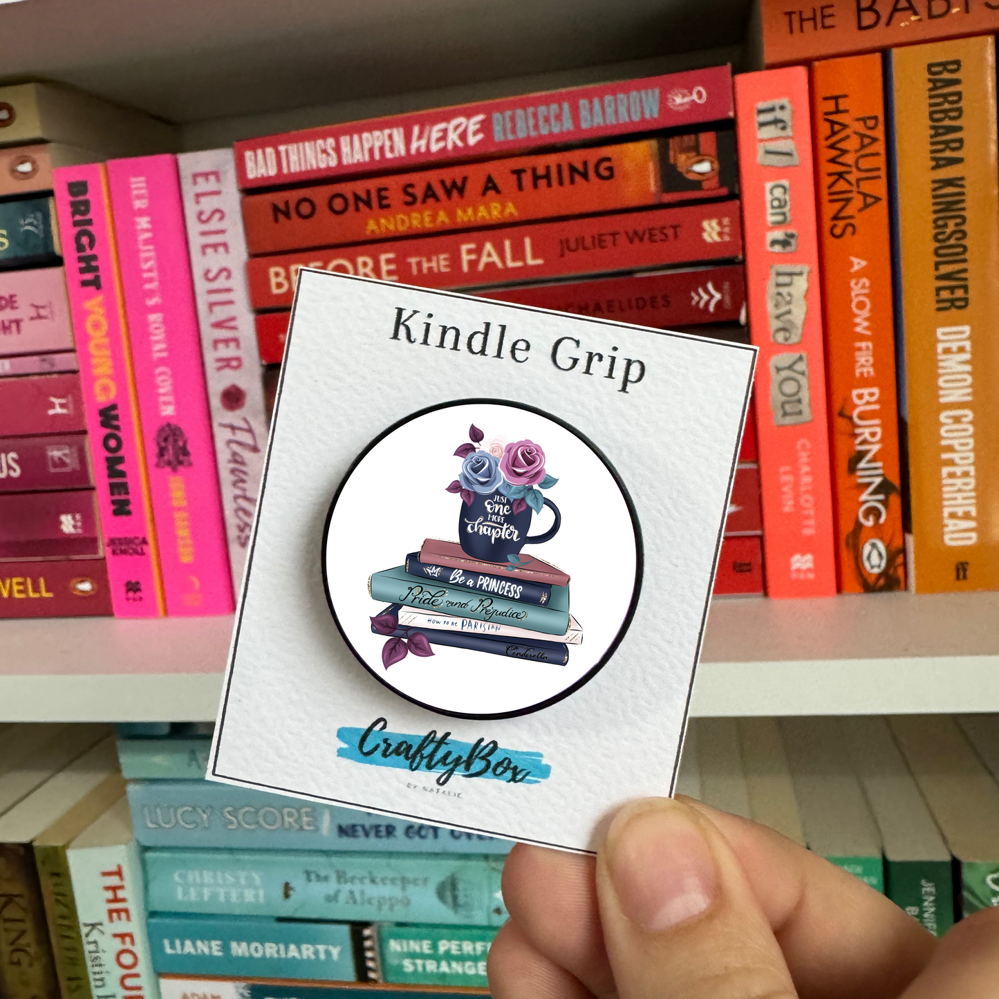 Just One More Chapter Floral Book Stack Kindle/eReader Holder