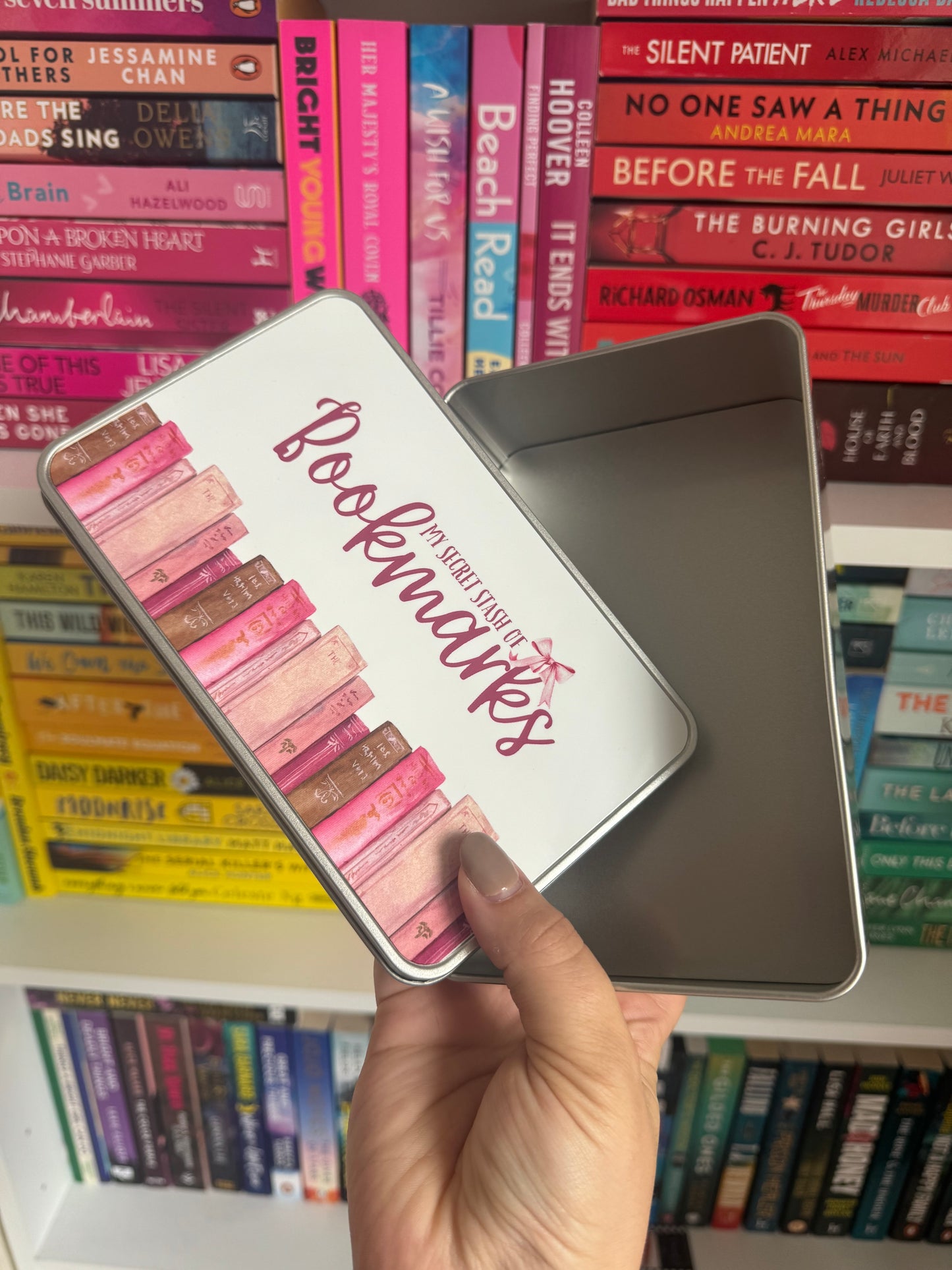 Pink Secret Stash of Bookmarks Tin
