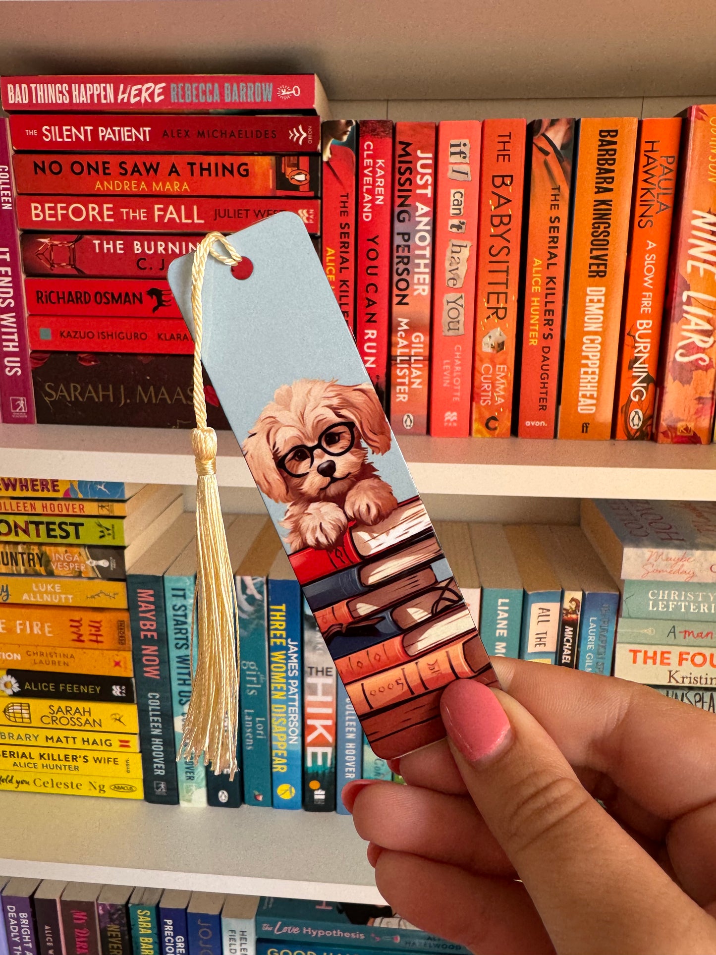 Fluffy Dog Book Stack Bookmark
