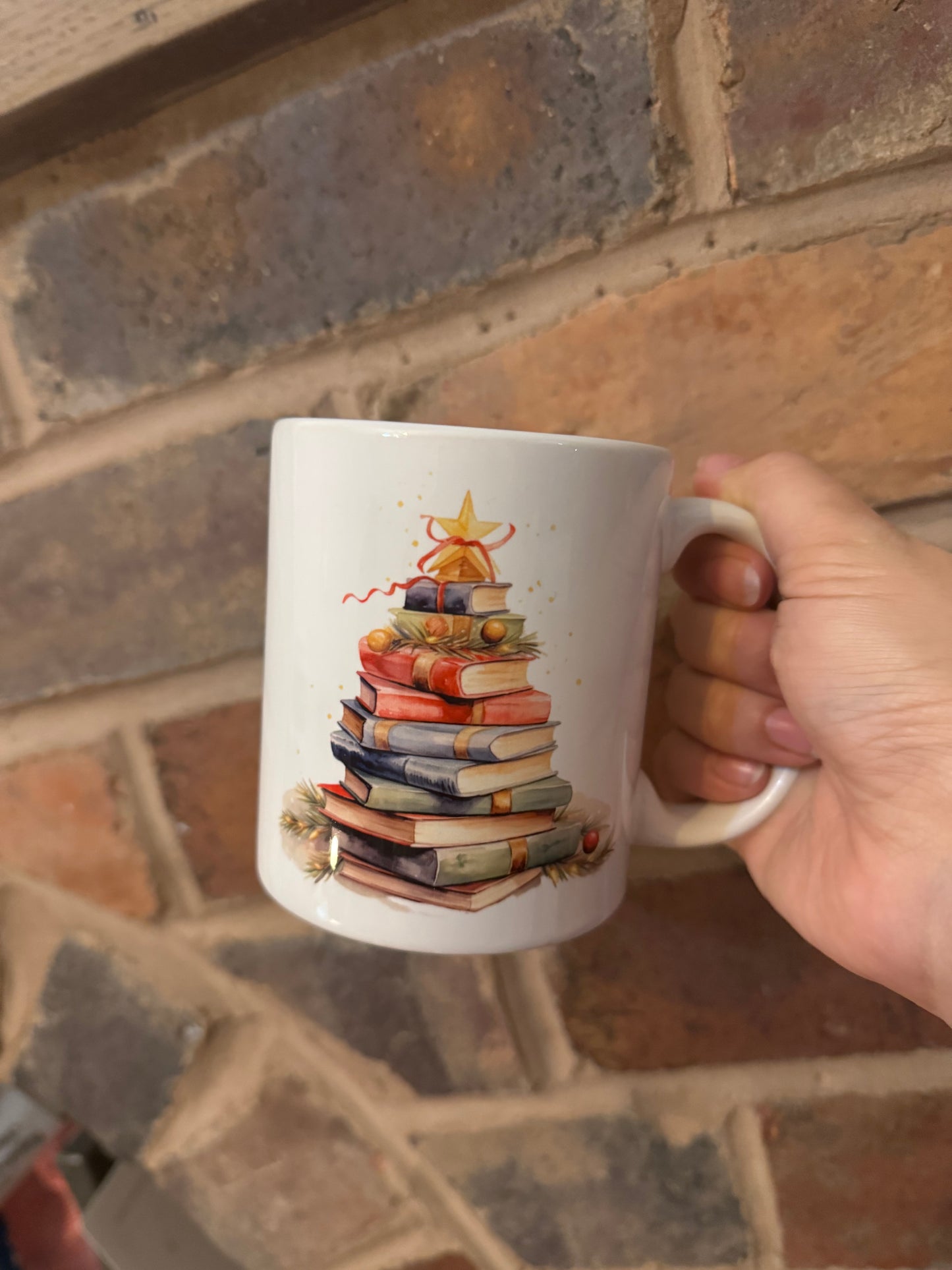Christmas Tree Book Stack Mug