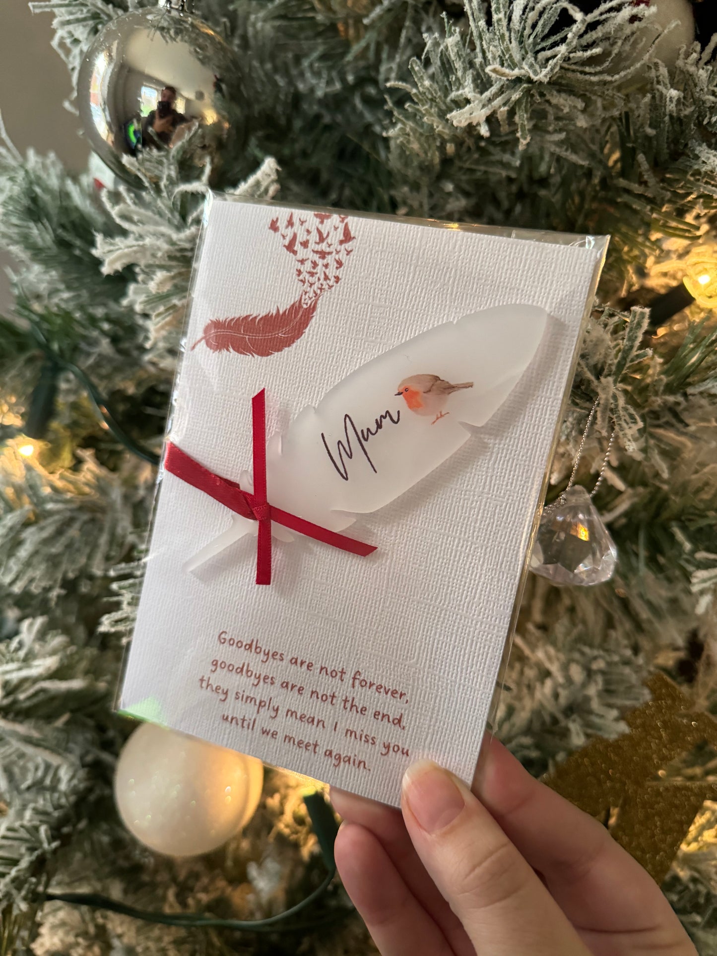 Personalised Memorial Feather Bauble with Poem Card