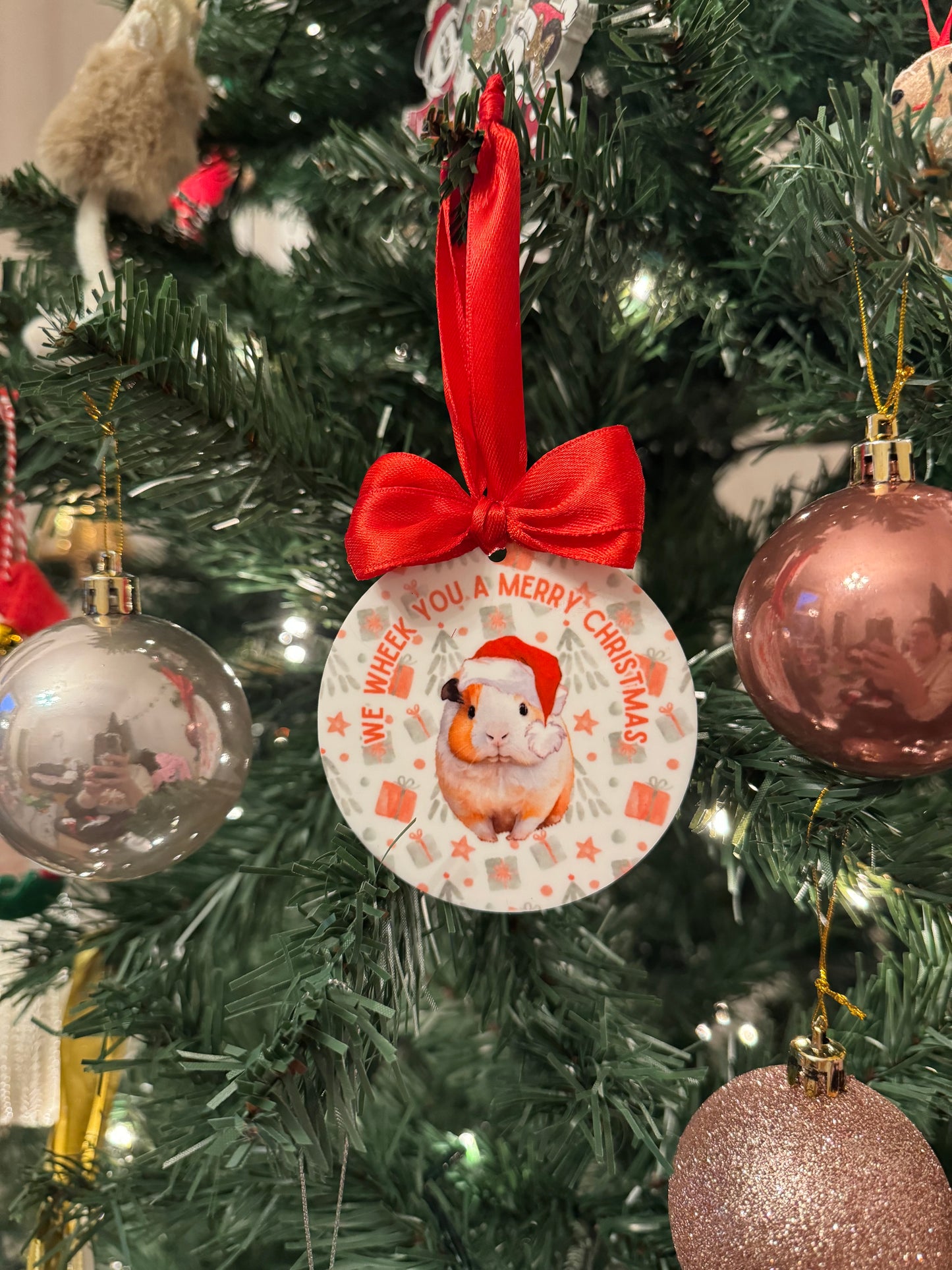 Guinea Pig Wheek You a Merry Christmas Bauble