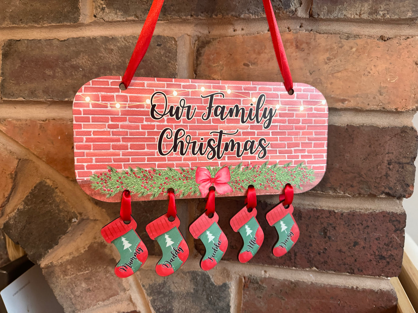 Family Stockings Hanging Sign