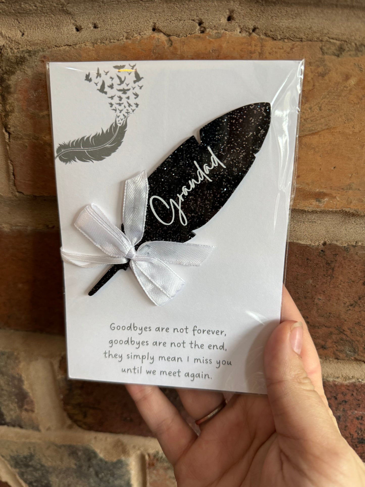 Personalised Memorial Feather Bauble with Poem Card