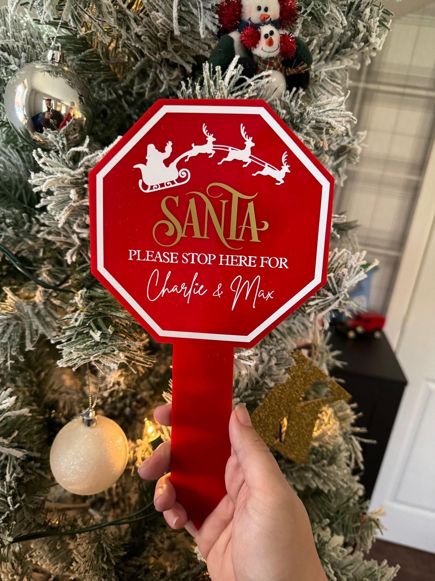 Personalised Santa Please Stop Here Garden Sign