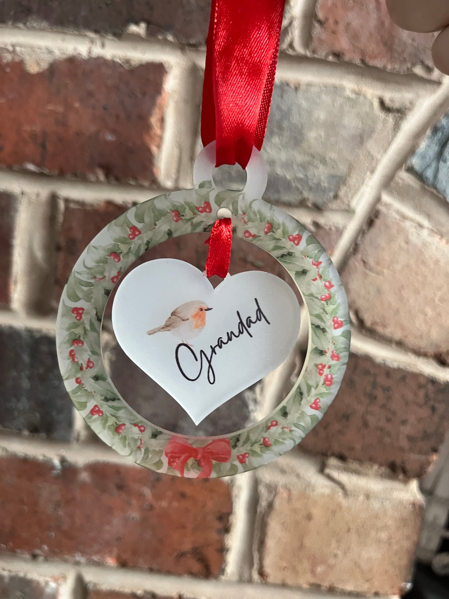 Heart and Wreath Memorial Bauble Decoration