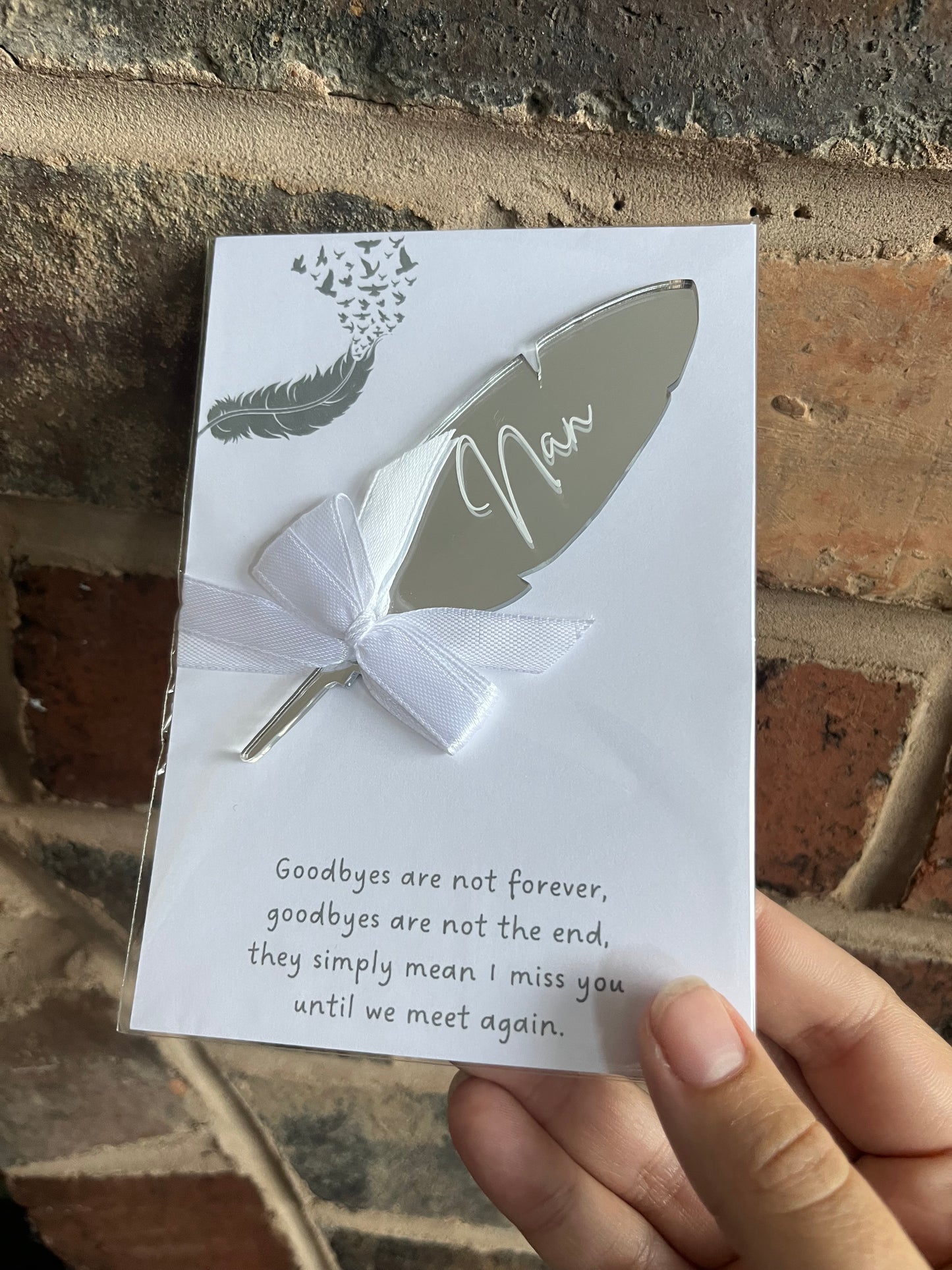 Personalised Memorial Feather Bauble with Poem Card