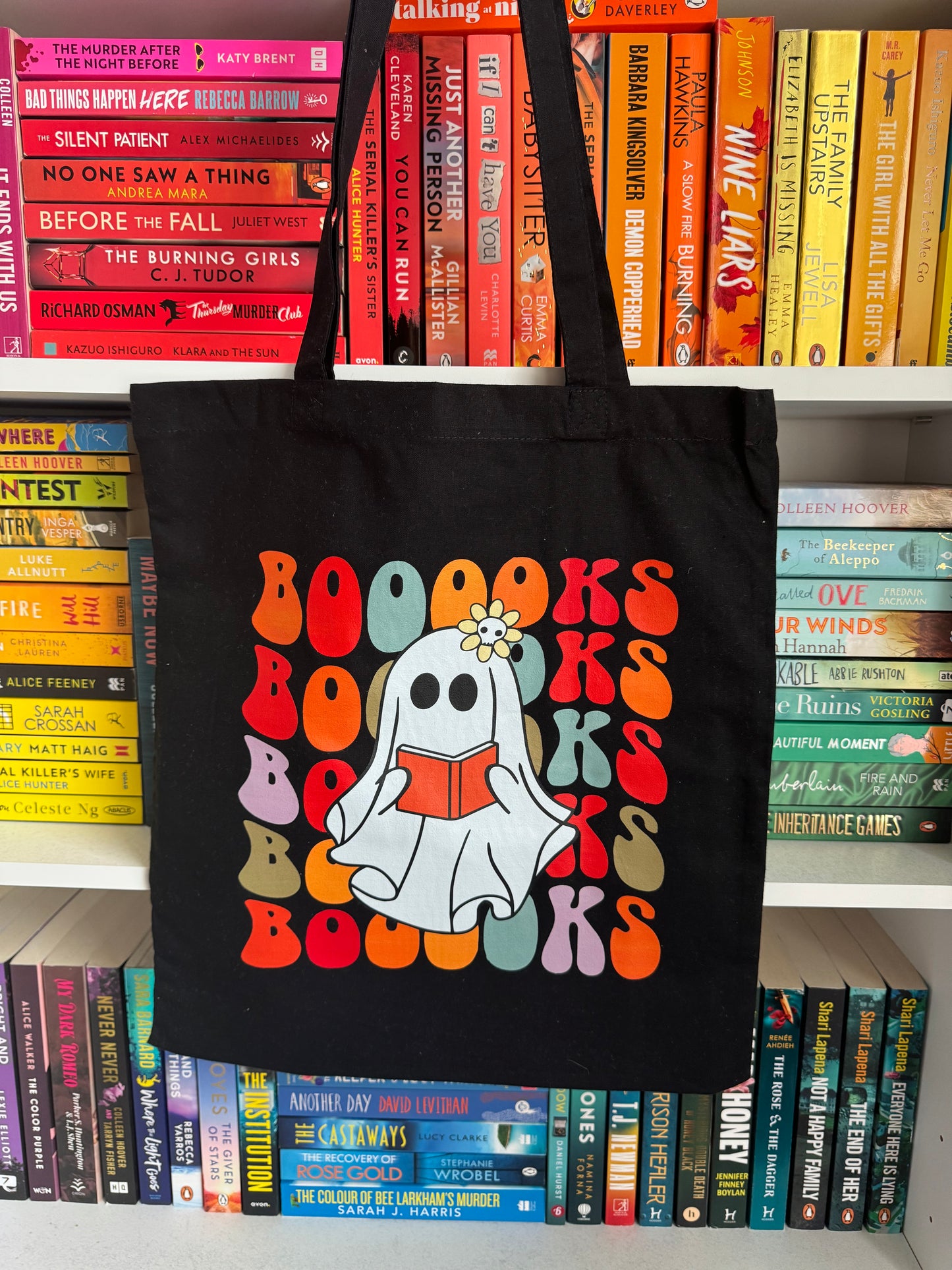 Black Spooky Books Tote Bag